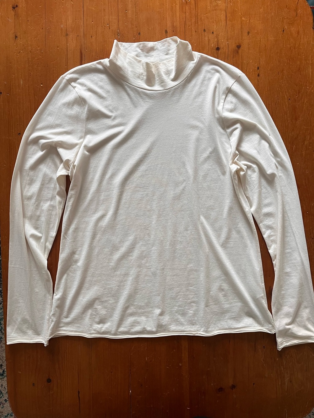 Anthropologie Women's Ivory Turtleneck Long-Sleeve Top